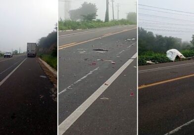 Idosa morre em acidente envolvendo ambulância e caminhão em Cristino Castro