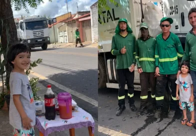 Criança de 3 anos emociona ao preparar café da manhã para garis em Parnaíba