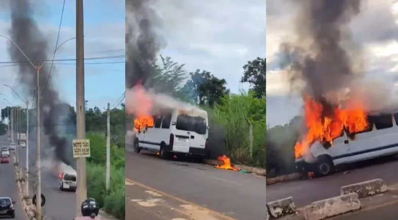 Van pega fogo na zona Sul de Teresina e capital registra terceiro incêndio em veículos em oito dias