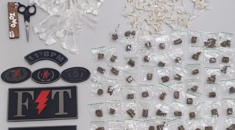 CANIL DA PM ESTOURA ESCONDERIJO DO TRÁFICO E APREENDE CENTENAS DE DROGAS EM TIMON