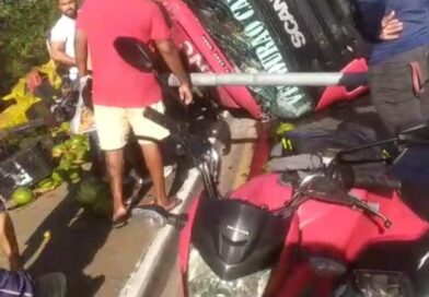 GCM EVITA SAQUE DE CARGA APÓS CAMINHÃO TOMBAR NA PONTE METÁLICA, EM TIMON