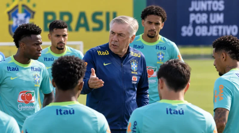 Ancelotti faz último treino antes de amistoso e mantém escalação do Brasil em aberto